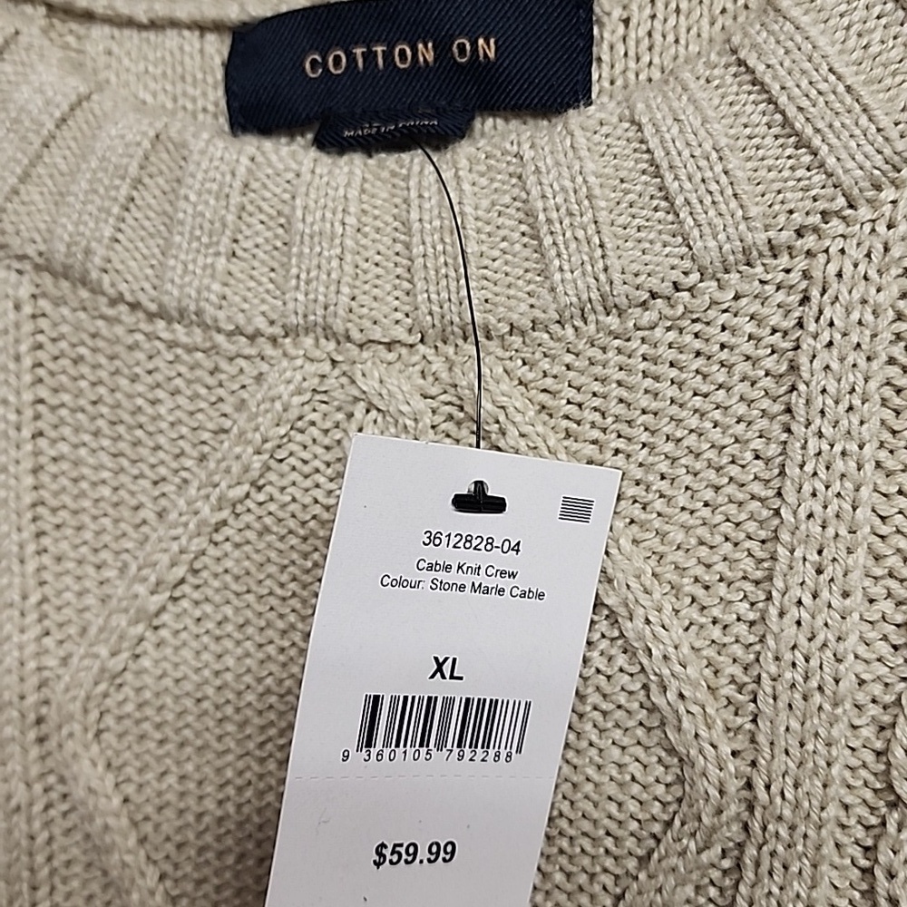 Cotton On Sz XL Cozy Classic Minimalist Cable Knit Sweater - Cream NWT - Picture 10 of 11